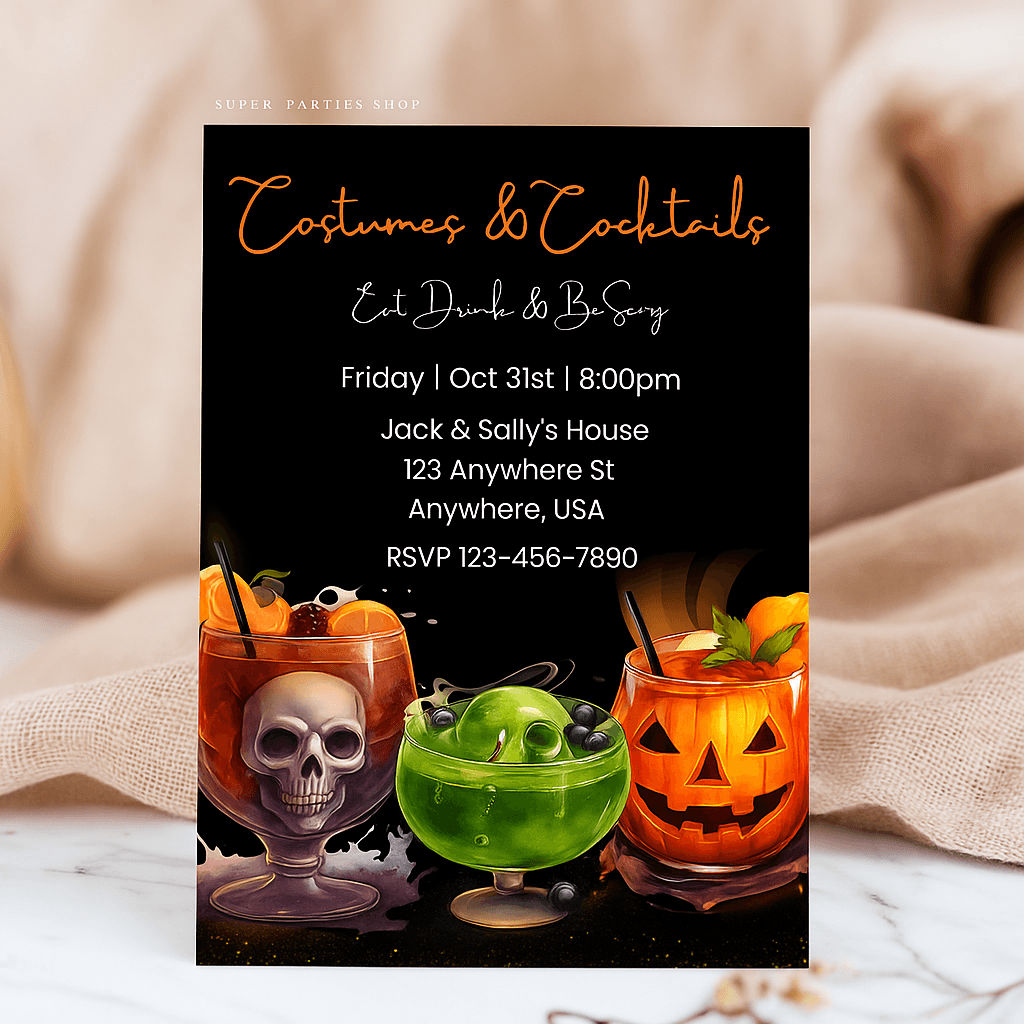 Halloween Costume Party Invitation Template – Editable & Customizable Spooky, Fun, and Adult Halloween Celebration Design