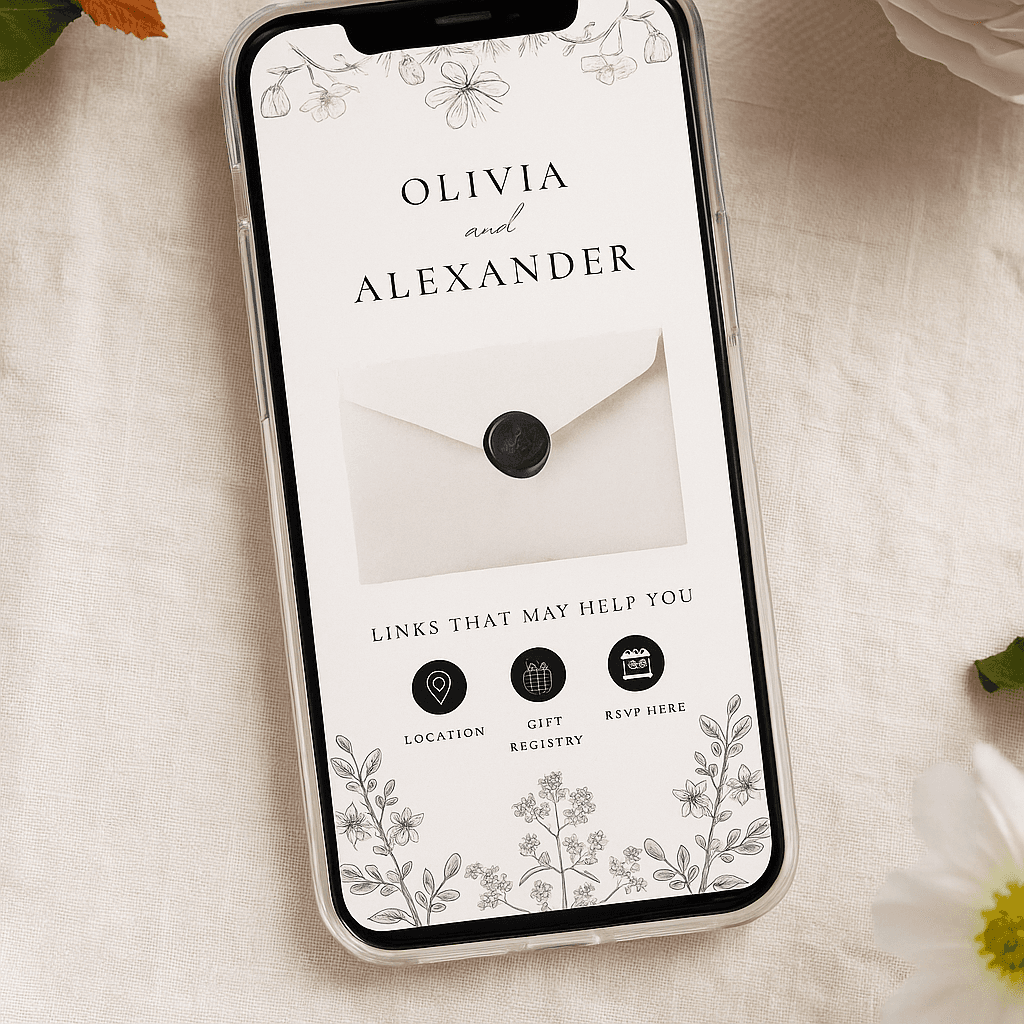 Floral Wedding Invitation Template – Editable & Customizable Elegant Botanical, Rustic, Garden, and Romantic Ceremony Design