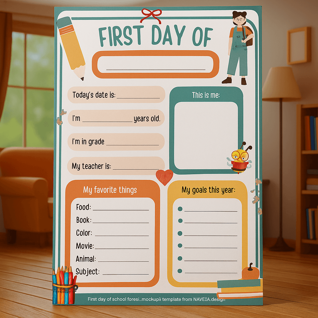 First Day at School Kids Planner – Editable & Printable Checklist, Organizer & Schedule for Children and Parents