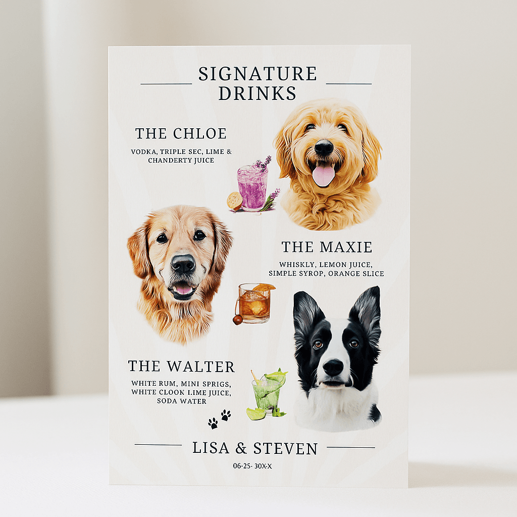 Signature Drinks Menu Template Editable & Printable Cocktail Party Drink List Bar Menu,Instant Download