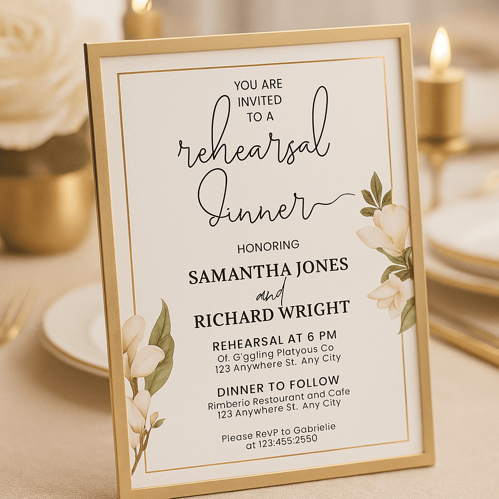Floral Dinner Party Invitation Template – Editable, Printable, Elegant, Customizable Digital Invite for Special Events