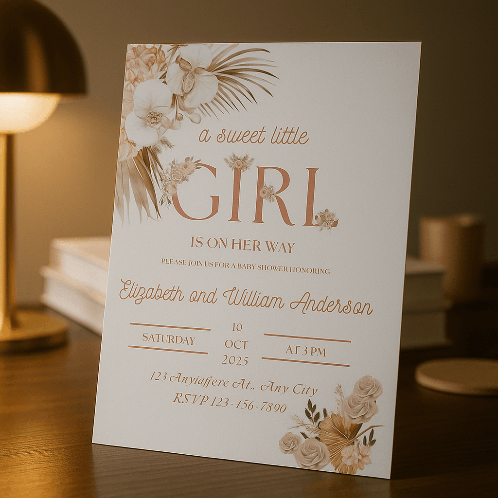 Baby Girl Shower Invitation – Cute & Custom Digital Invite for Baby Shower Party | Instant Download
