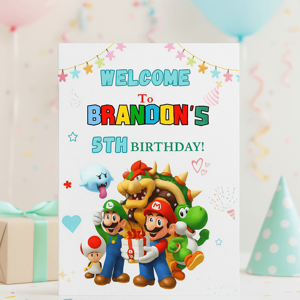 Customizable Birthday Party Welcome Posters with Fun, Stylish Designs for a Memorable Celebration Experience.