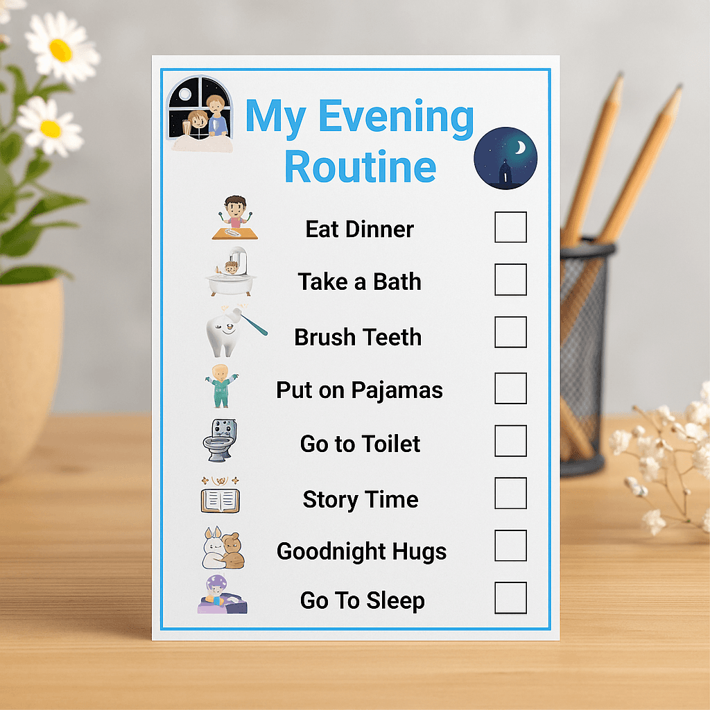 Daily Evening Routine Checklist Digital Planner | Stay Organized & Relax with Ease Each Night