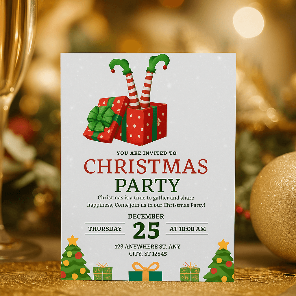 Editable Elf Christmas Party Invitation – Fun Holiday Template
