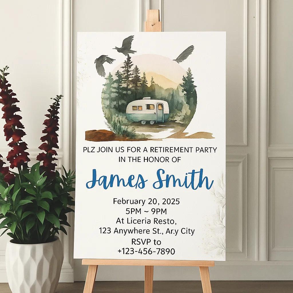 James Smith Retirement Party Invitation – Celebrate a New Chapter | Canva Editable Invitation for Special Event