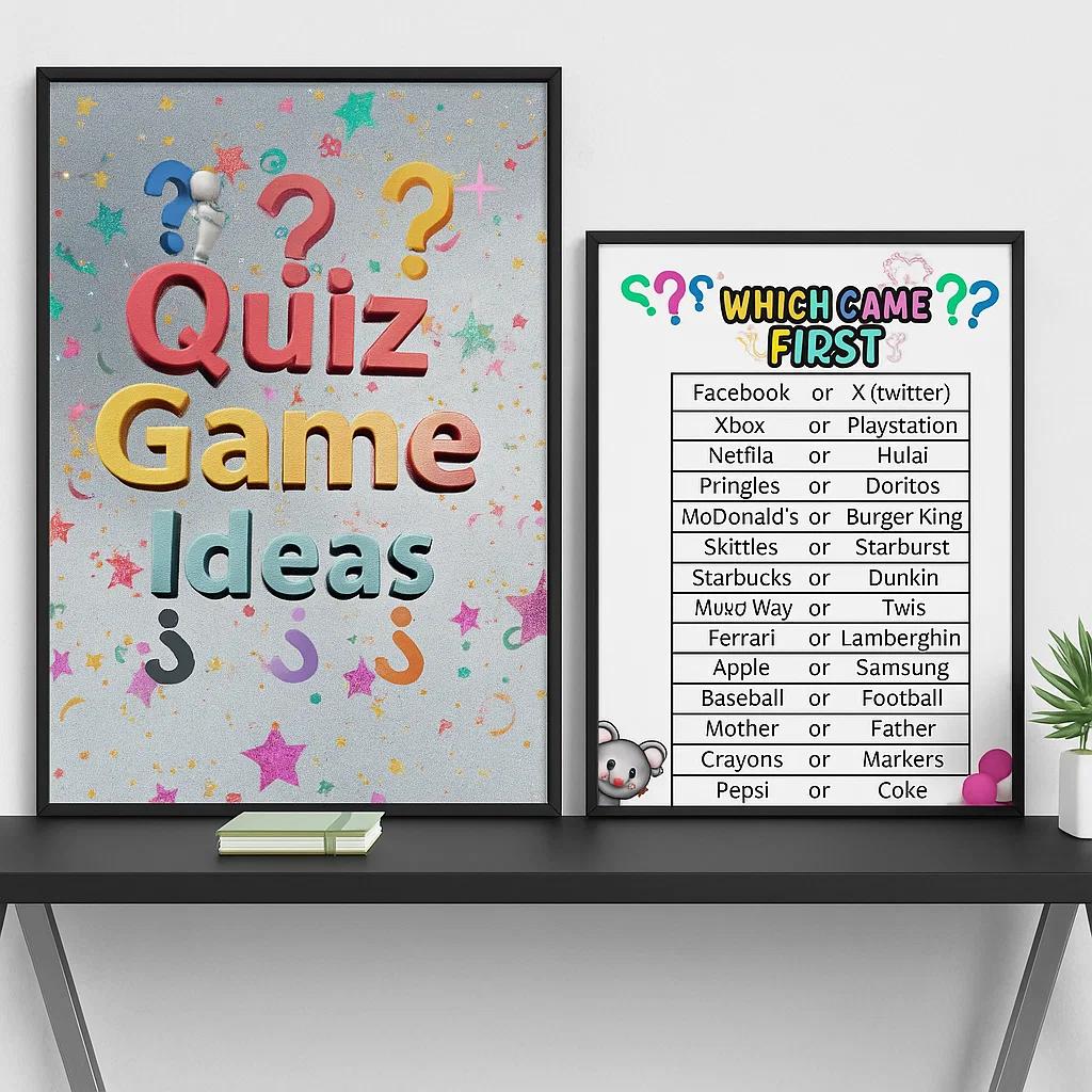 Editable Quiz Game Ideas Template – Fun ‘Which Came First’ Game with Customizable Questions for Interactive Party Fun