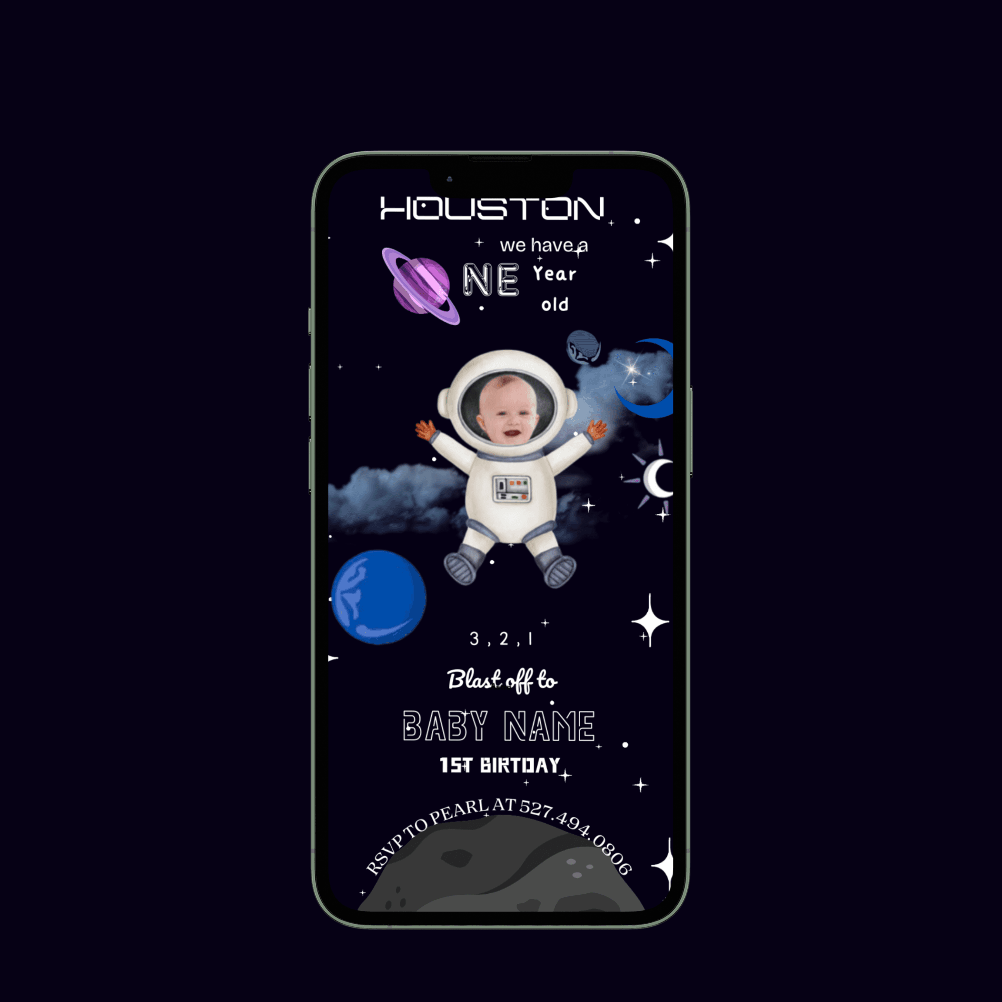 Baby’s 1st Birthday: Out of This World Fun | Custom Invitation