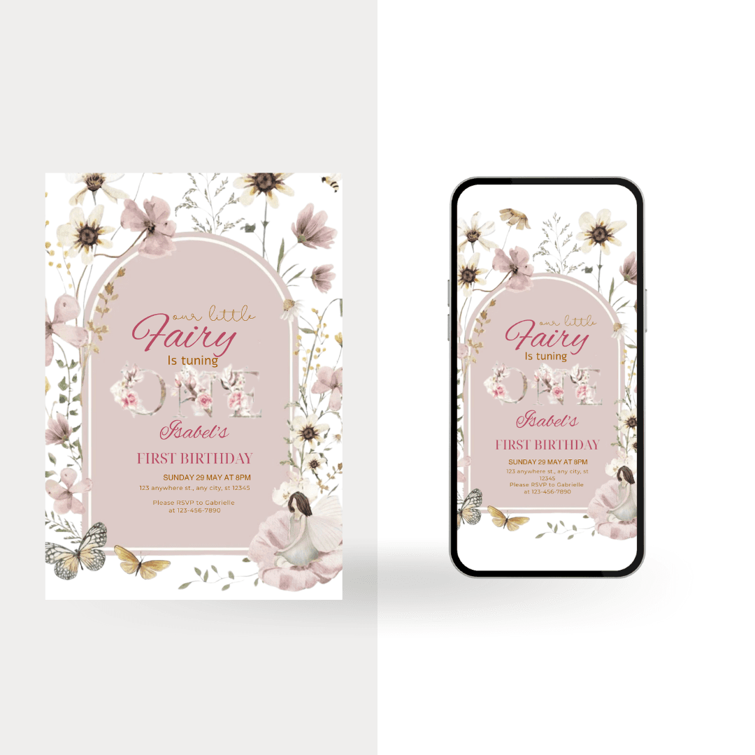Fairy Birthday Party Invitation Template | Editable Canva Design | Colorful Mexican Theme Invite for Kids or Adults | Digital Download