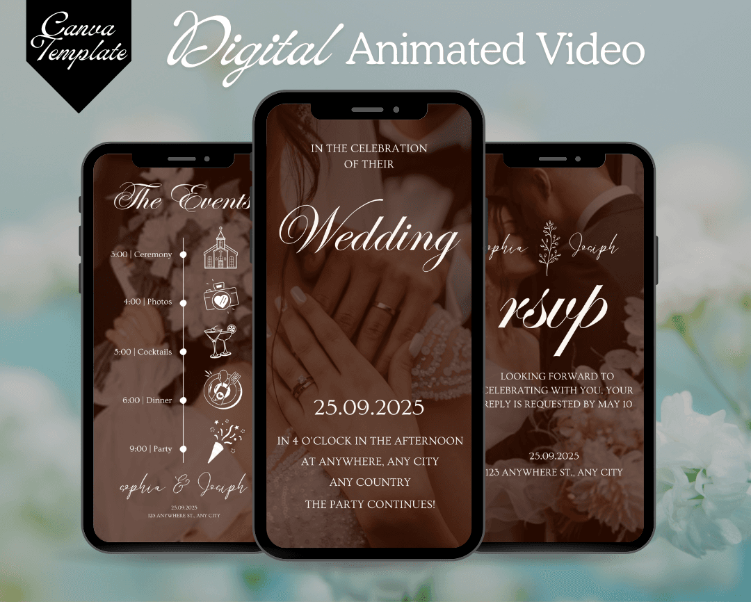 Floral Wedding Invitation Template – Editable & Customizable Elegant Botanical, Rustic, Garden, Romantic, Ceremony, and Reception Design